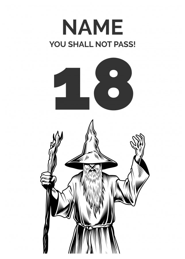 Funny 18th Birthday Card - LOTR You Shall Not Pass 18