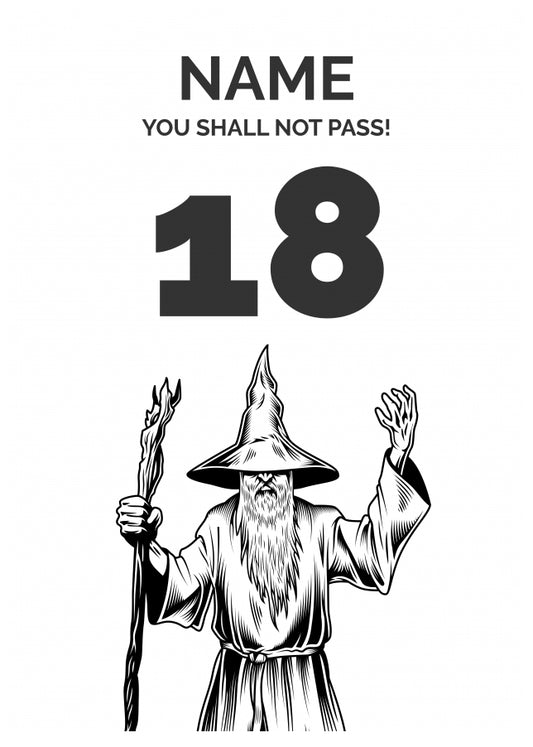 Funny 18th Birthday Card - LOTR You Shall Not Pass 18