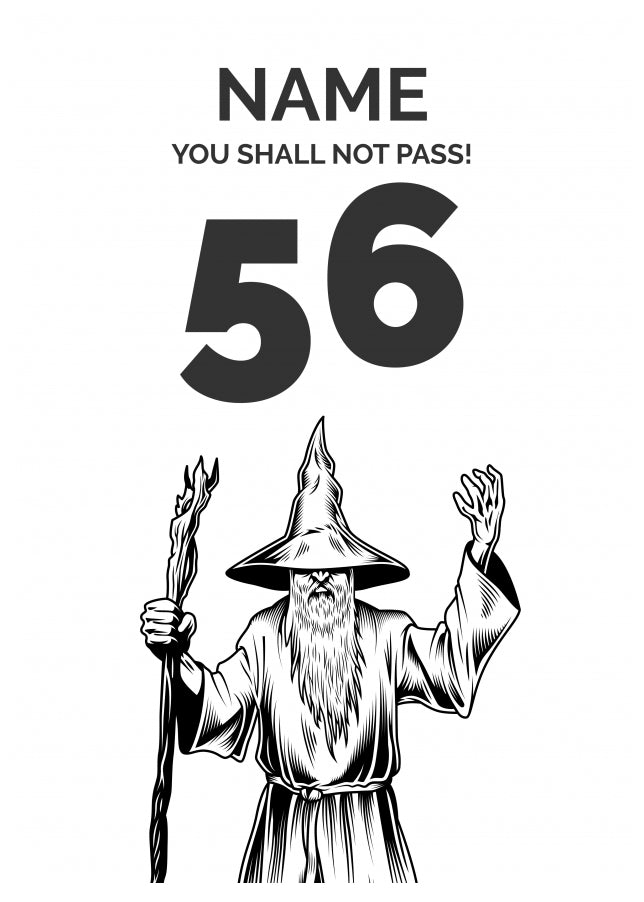 Funny 56th Birthday Card - LOTR You Shall Not Pass 56