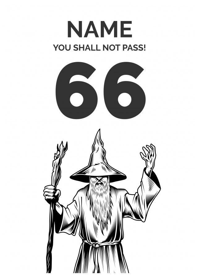 Funny 66th Birthday Card - LOTR You Shall Not Pass 66