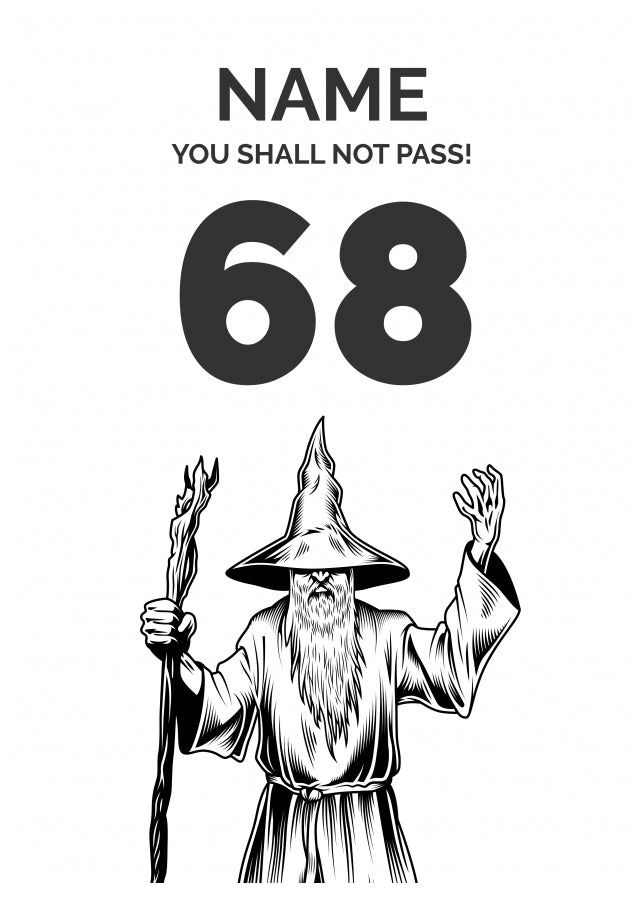 Funny 68th Birthday Card - LOTR You Shall Not Pass 68