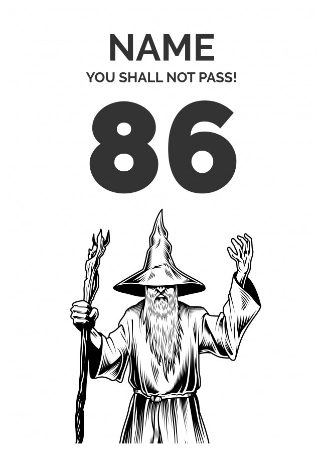 Funny 86th Birthday Card - LOTR You Shall Not Pass 86