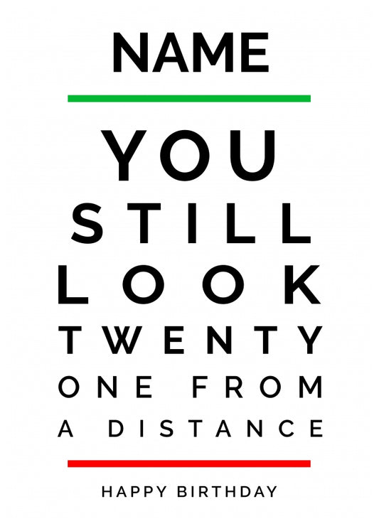 Personalised You Still Look 21 From a Distance Card
