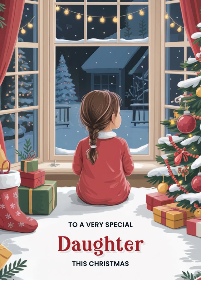 Special Daughter Christmas Card - Cute Young Girl Xmas Cards