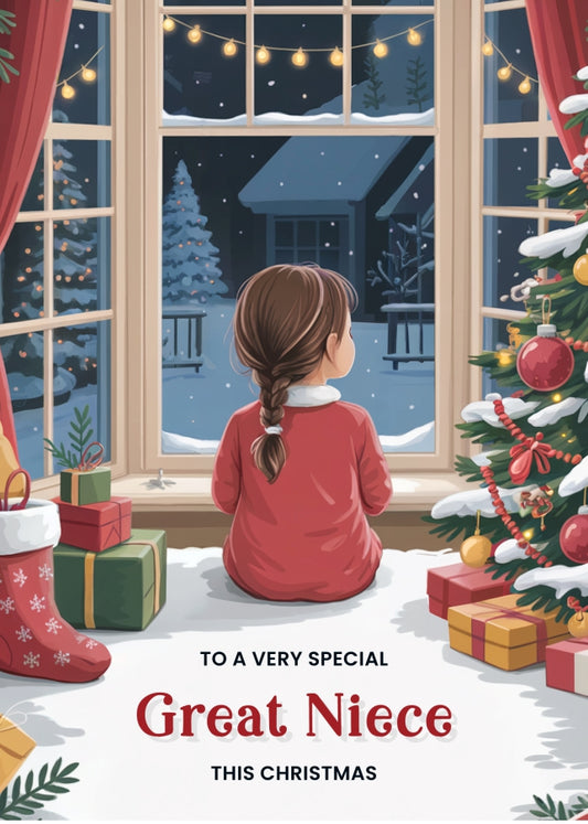 Special Great Niece Christmas Card - Cute Young Girl Xmas Cards
