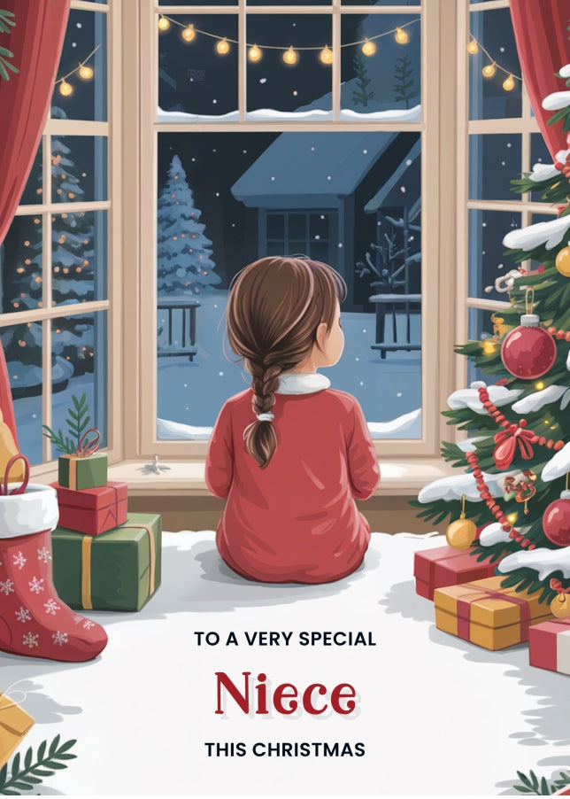 Special Niece Christmas Card - Cute Young Girl Xmas Cards