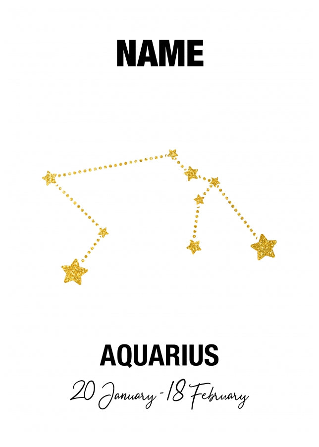 Aquarius Birthday Card for Her or Him - January & February Zodiac Bday Cards