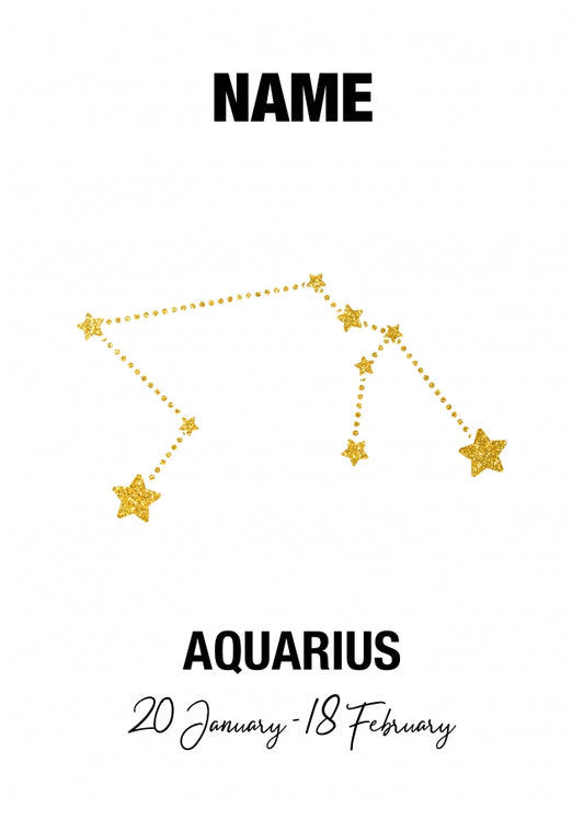 Aquarius Birthday Card for Her or Him - January & February Zodiac Bday Cards