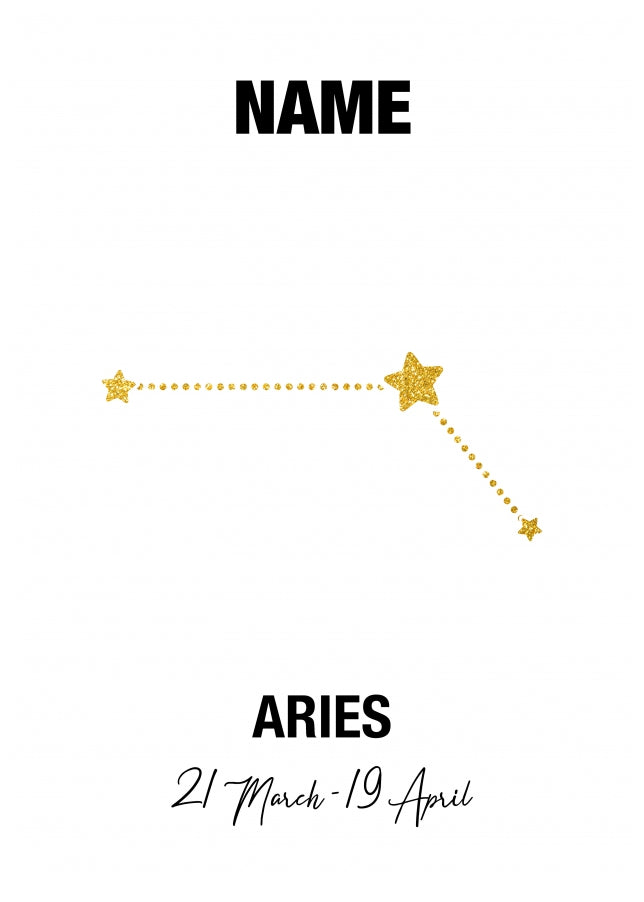 Aries Birthday Card for Her or Him - March & April Zodiac Bday Cards