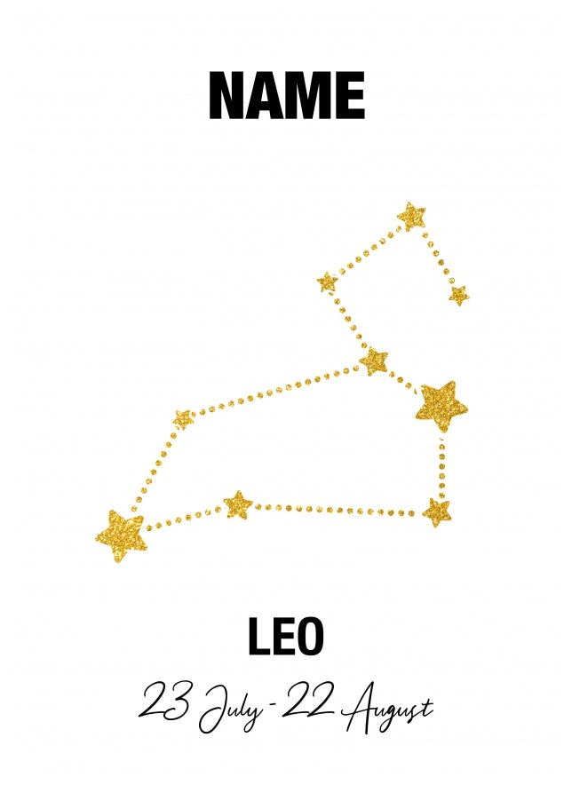 Leo Birthday Card for Her or Him - July & August Zodiac Bday Cards