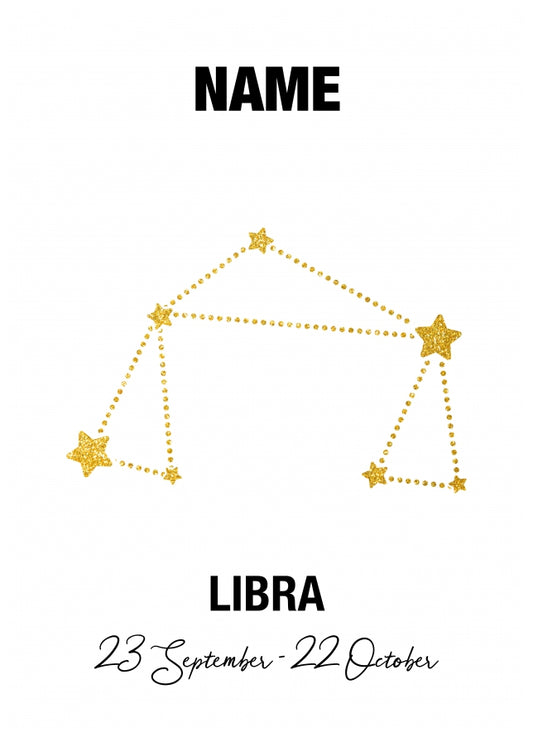 Libra Birthday Card for Her or Him - September & October Zodiac Bday Cards