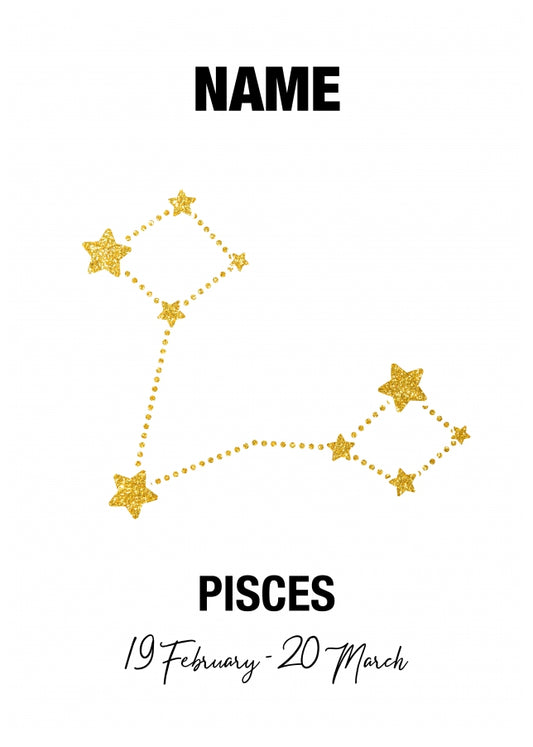 Pisces Birthday Card for Her or Him - February & March Zodiac Bday Cards