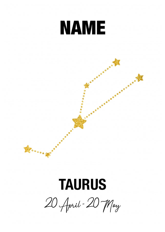 Taurus Birthday Card for Her or Him - April & May Zodiac Bday Cards