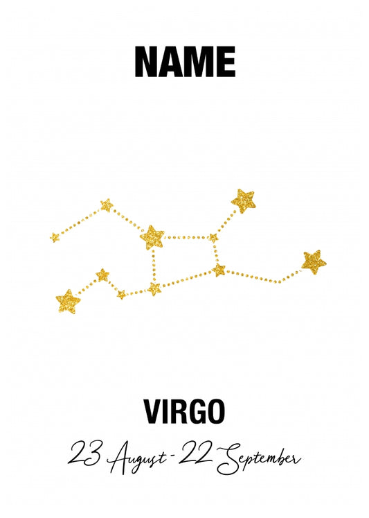 Virgo Birthday Card for Her or Him - August & September Zodiac Bday Cards