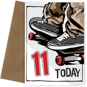 Skateboarding 11th Birthday Card Boy - 11 Today - Skateboard Son Grandson Nephew