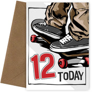 Skateboarding 12th Birthday Card Boy - 12 Today - Skateboard Son Grandson Nephew