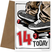 Skateboarding 14th Birthday Card Boy - 14 Today - Skateboard Son Grandson Nephew