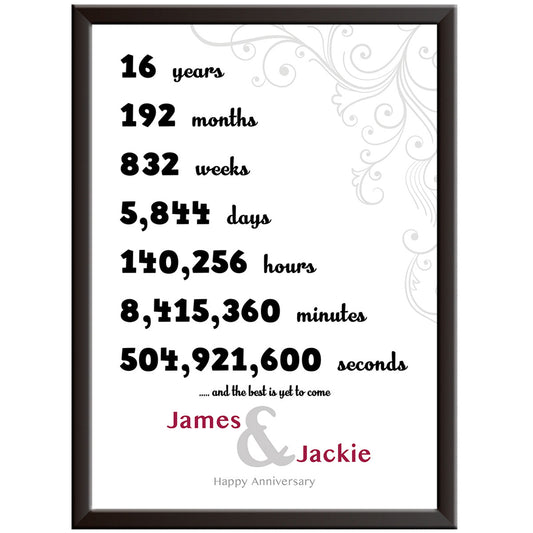 Personalised 16th Wedding Anniversary Print (D2)