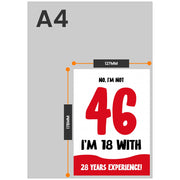 The size of this funny 46th birthday cards for women is 7 x 5" when folded