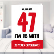 47th birthday cards shown in a living room