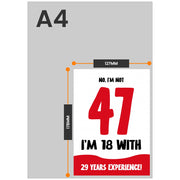The size of this funny 47th birthday cards for women is 7 x 5" when folded