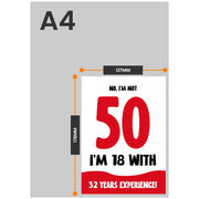 The size of this funny 50th birthday cards for women is 7 x 5" when folded