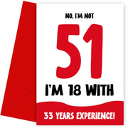 Funny 51st Birthday Cards for Men and Women - Not 51