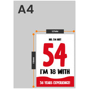 The size of this funny 54th birthday cards for women is 7 x 5" when folded