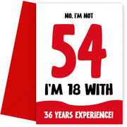 Funny 54th Birthday Cards for Men and Women - Not 54