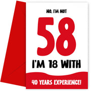 Funny 58th Birthday Cards for Men and Women - Not 58