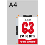 The size of this funny 63rd birthday cards for women is 7 x 5" when folded