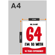 The size of this funny 64th birthday cards for women is 7 x 5" when folded