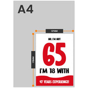 The size of this funny 65th birthday cards for women is 7 x 5" when folded