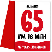 Funny 65th Birthday Cards for Men and Women - Not 65