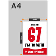 The size of this funny 67th birthday cards for women is 7 x 5" when folded