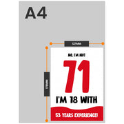 The size of this funny 71st birthday cards for women is 7 x 5" when folded