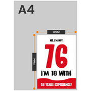 The size of this funny 76th birthday cards for women is 7 x 5" when folded