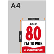 The size of this funny 80th birthday cards for women is 7 x 5" when folded