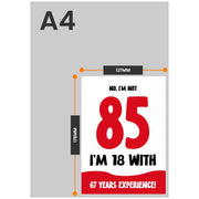 The size of this funny 85th birthday cards for women is 7 x 5" when folded