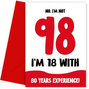 Funny 98th Birthday Cards for Men and Women - Not 98