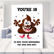 18th birthday card funny shown in a living room