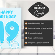 Main features of this grandson 19th birthday card