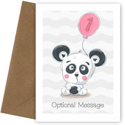 Cute Panda 1st Birthday Card for Girls