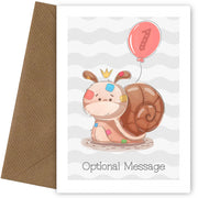 Cute Snail 1st Birthday Card for Girls