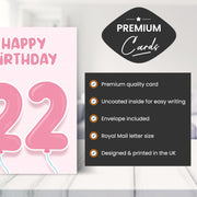 Main features of this 22nd birthday card female