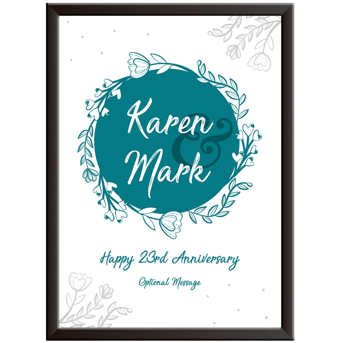 Personalised Named Circle 23rd Wedding Anniversary Print