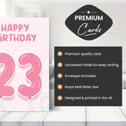 Main features of this 23rd birthday card female