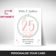 What can be personalised on this 25th anniversary card