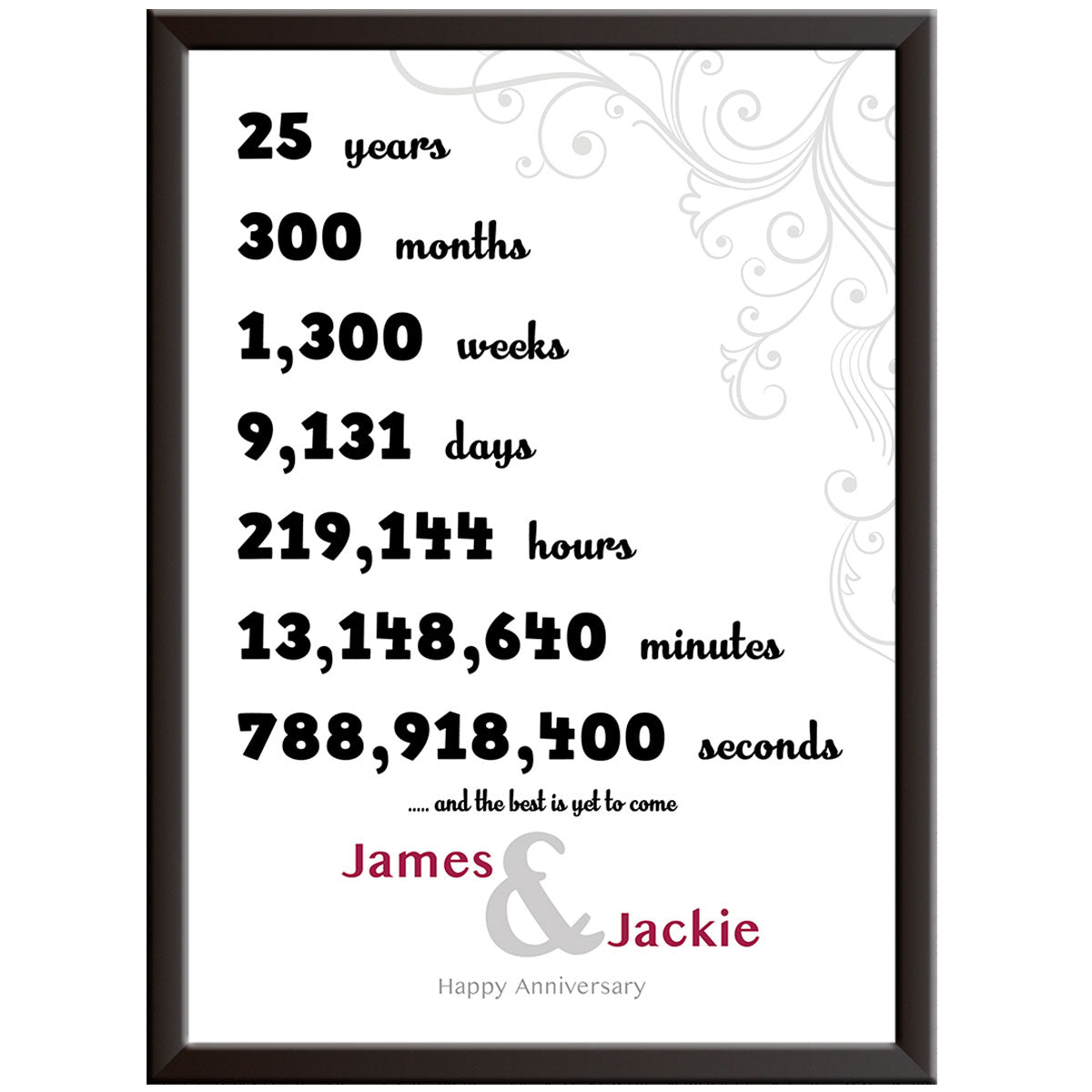 Personalised 25th Wedding Anniversary Print (D2) (Silver)