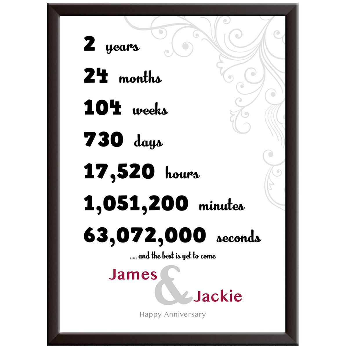 Personalised 2nd Wedding Anniversary Print (D2) (Cotton)